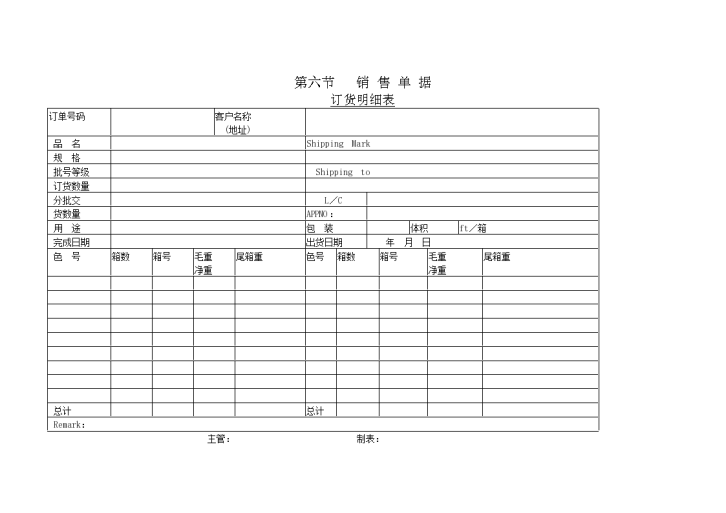 The Comprehensive五金厂家订货流程表格